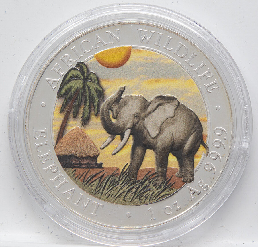 Somalia Shilling Elefant Oz Silber Coloriert