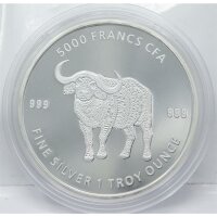 Tschad 5000 Francs 2020 Mandala Büffel 1 Unze Silber*