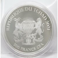 Tschad 500 Francs 2021 Celtic Animals #5 - Lachs 1 Unze Silber*