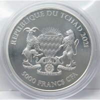 Tschad 5000 Francs 2021 Mandala Antilope 1 Unze Silber*