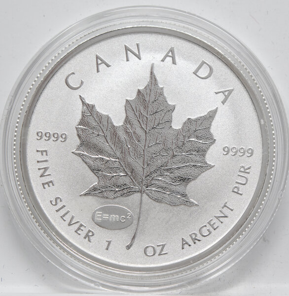 Kanada 5 Dollar 2015 - Maple Leaf - 1 oz Silber - Privy Einstein* mit Flecken