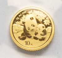 China 10 yuan 2024 - Panda - Gold 1 g. - in Originalfolie