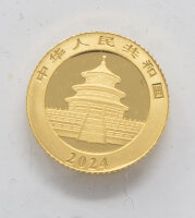China 10 yuan 2024 - Panda - Gold 1 g. - in Originalfolie