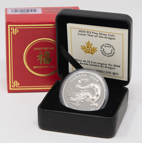 Kanada 15 Dollar 2024 - Lunar - Jahr des Drachen - rund*