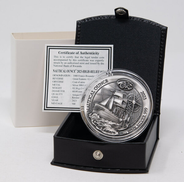 Ruanda 2023 1000 RW Francs - Nautische Unze - Great Eastern - 3 oz. - antique finish