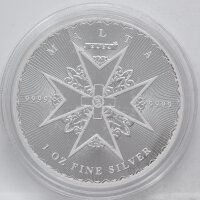 Malta 5 Euro 2024 - Malteser Kreuz - 1 oz Silber prooflike