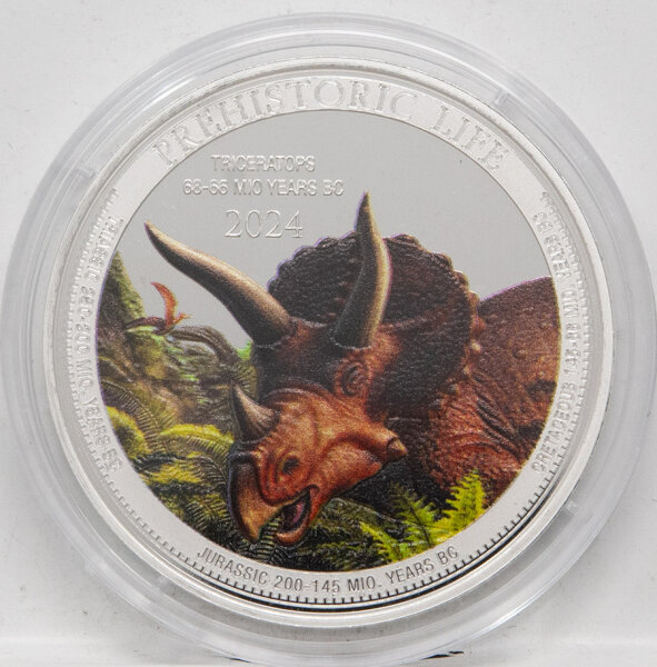 Kongo 20 Francs 2024 - Prehistoric Life II - #1 - Triceratops - coloriert