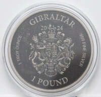 Gibraltar Lady Justice - 1 Pfund 2024 - 1 oz. antique...