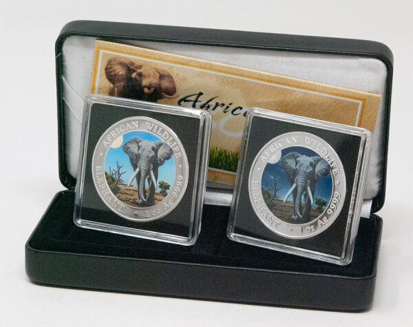 Somalia 2 x 100 Shillings 2025 - Elefant - Day & Night Satz