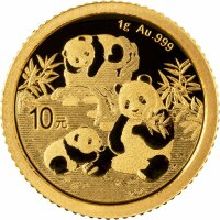 China 10 yuan 2025 - Panda - Gold 1 g. - in Originalfolie