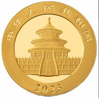 China 10 yuan 2025 - Panda - Gold 1 g. - in Originalfolie