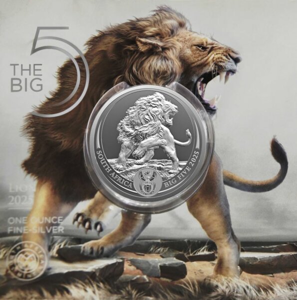 Südafrika 5 Rand 2025 - Big Five III. Serie - #2 - Löwe- 1 Unze Silber BU