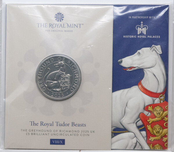 Großbritannien 5 Pfund 2025 - The Royal Tudor Beasts #8 - The Greyhound BU