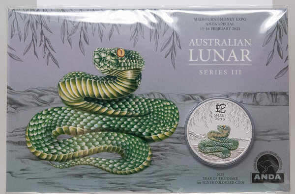 Australien 1 Dollar 2025 - Lunar III - Jahr der Schlange - coloriert in Coincard