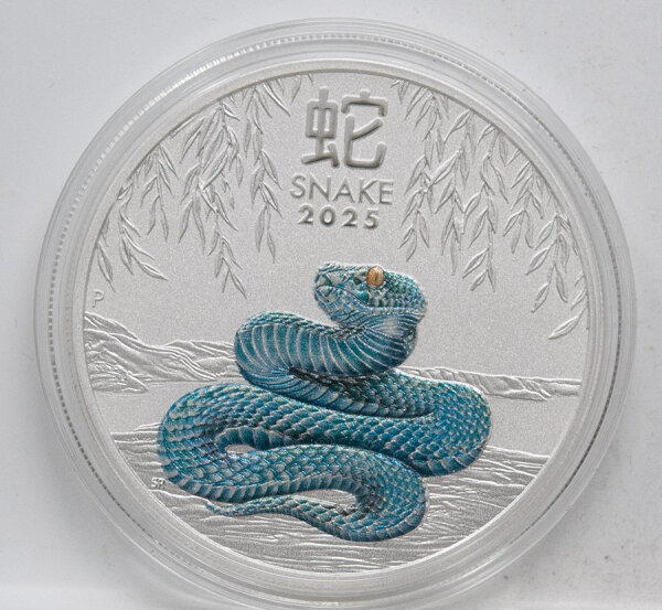Australien 1 Dollar 2025 - Lunar III - Jahr der Schlange  1 Unze coloriert in Kapsel