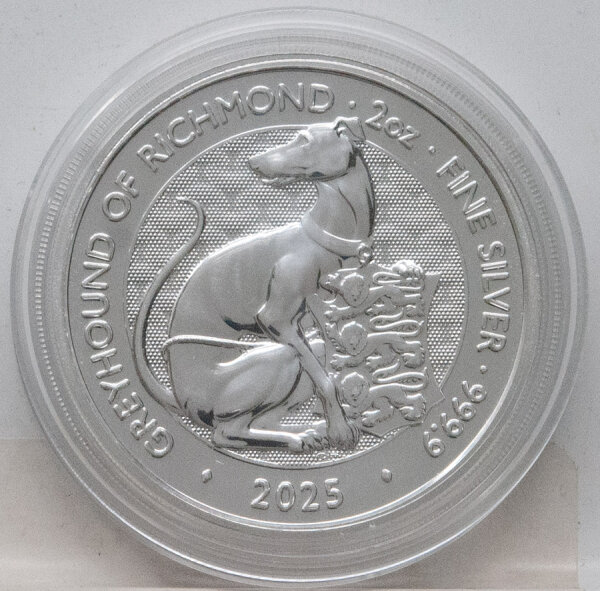 Großbritannien 5 Pfund 2025 - Tudor Beasts - Greyhound of Richmond - 2 oz.