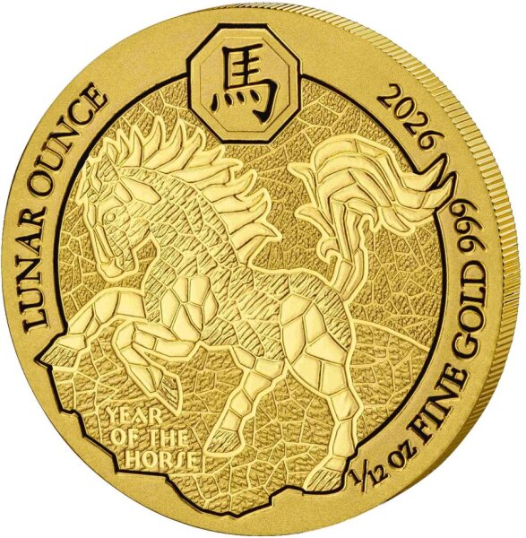 Ruanda 2026 100 RW Francs - Jahr des Pferdes - Gold 1/12 Unze