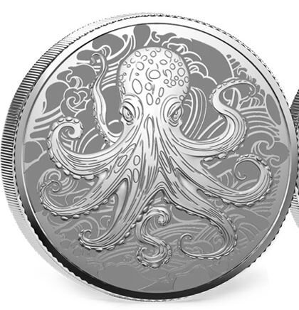 Pitcairn Islands 2025 - Ocean Wonders - Octopus - 1 Unze Silber