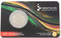 Bild zeigt 2 Euro Münze in Coincard mit Motiv der Formel 1 Strecke in Belgien