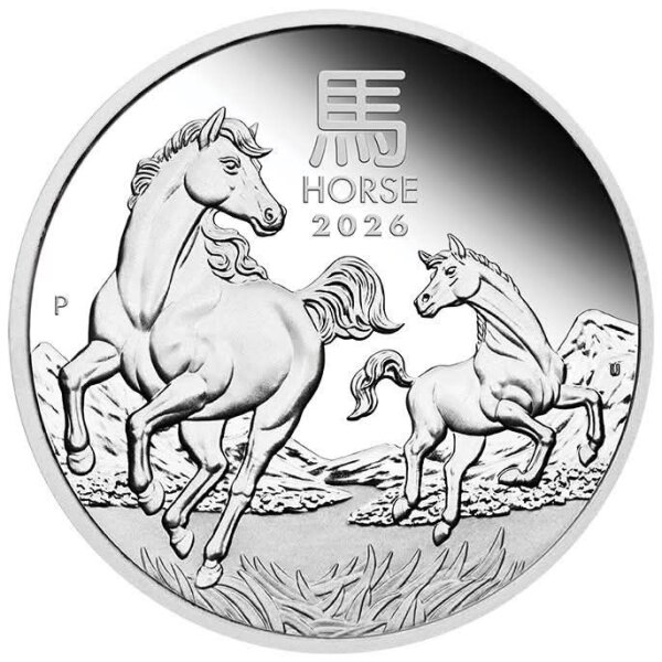 Australien 2 AUD 2026 2 oz Silbermünze Lunar Serie III Jahr des Pferdes Perth Mint