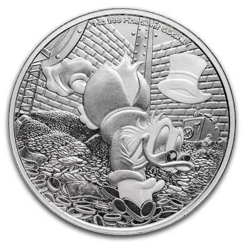 Die Motivseite zeigt Scrooge McDuck mit Zylinder und Gehstock – ikonisch, dynamisch und fein herausgearbeitet