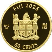 Fiji 50 Cents 2025 - Cats #4 - 1/10 oz. Gold