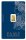 Goldbarren PAMP 1 g Au 999,9 im Blister / Safepack mit Schutzfilm, mit PAMP-Logo, Gewicht und Feingoldangabe.