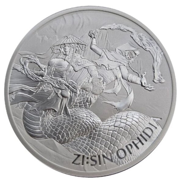 Silbermedaille Zi:Sin Ophidia 2025 – Vorderseite mit mythischem Schildmotiv