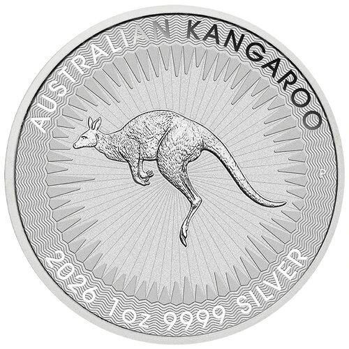 Springendes Känguru, umlaufende Linienstruktur, Feingehaltsangabe 1 oz 9999 SILVER, Perth-Mint-Prägemarke
