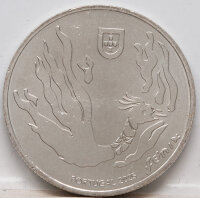 5 Euro Gedenkmünze Portugal 2025 „Phoenix“ – Ansicht der Vorderseite mit stilisiertem Phönix-Vogel über Flammen, und Rückseite mit Wert 5 EURO, Designer-Signatur Ana Biscaia, Ø 30 mm, Material Kupfer-Nickel
