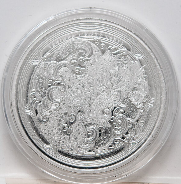 Münze Neuseeland 50 Cent 2025 „Water Taniwha“ – Silber 999, BU, Motiv Wasser-Taniwha, König Charles III auf der Wertseite.