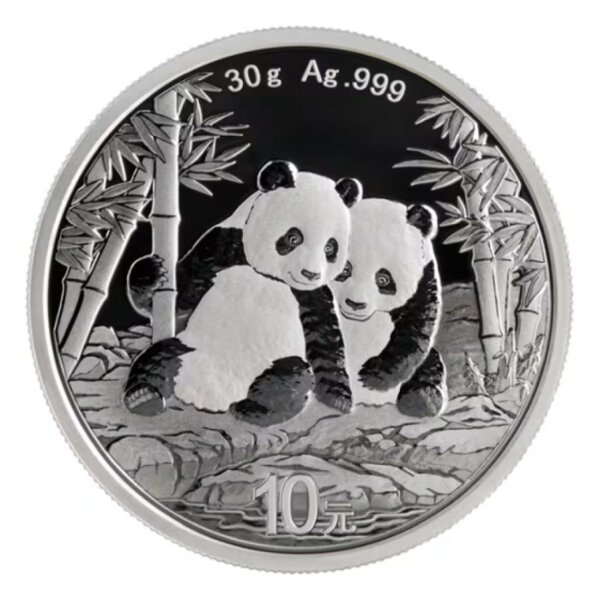 Münze China 10 Yuan 2026 Silver Panda – Silbermünze 30 g Ag 999 mit Pandamotiv und Himmelstempel Peking.