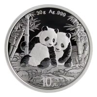 Münze China 10 Yuan 2026 Silver Panda – Silbermünze 30 g Ag 999 mit Pandamotiv und Himmelstempel Peking.