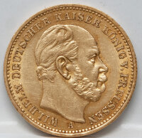 20 Mark Gold 1887 Preußen Wilhelm I. mit...
