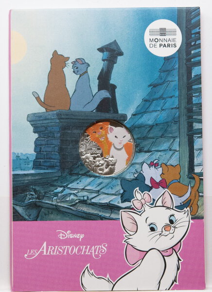 Münze Frankreich 10 Euro 2025 ‘The Aristocats’ – farbig, Argent 333, 13 g, Ø 31 mm, im Blister; Motiv Duchesse und Kätzchen (Disney).